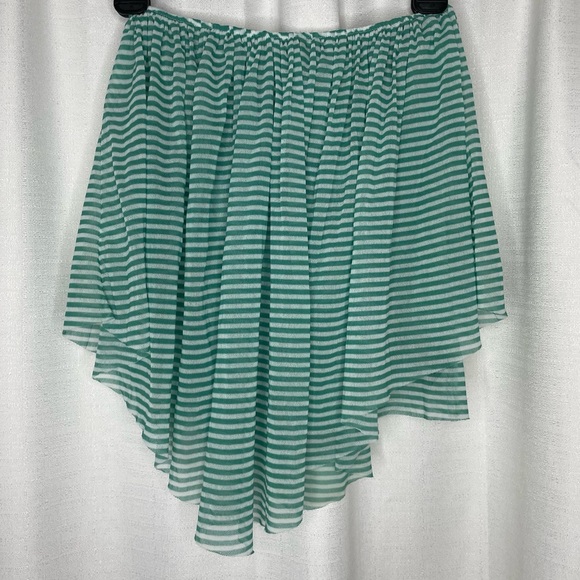 BeBe Green and White Striped Strapless Shirt - Picture 7 of 10